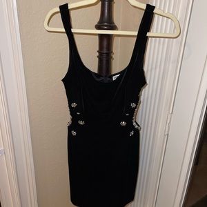 Zara Velvet Dress with Cutouts and Embellishments; Size XS